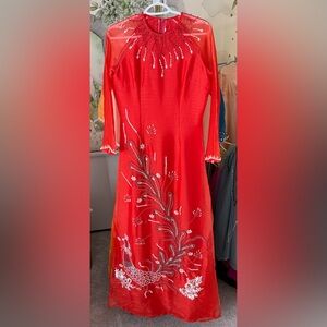 Ao dai to anh kim set/bộ, Vietnamese traditional Long dress truyen thong 4 l